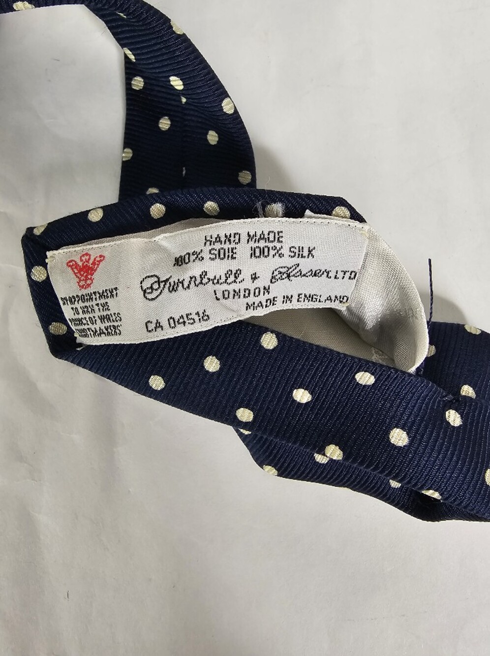 Turnbull & Asser Navy Cream Polka Dot 100% Silk Tie British Luxury - Picture 5 of 7